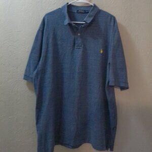 Polo Ralph Lauren Men’s XLT Tall Blue Heather Polo Shirt Yellow Pony Logo